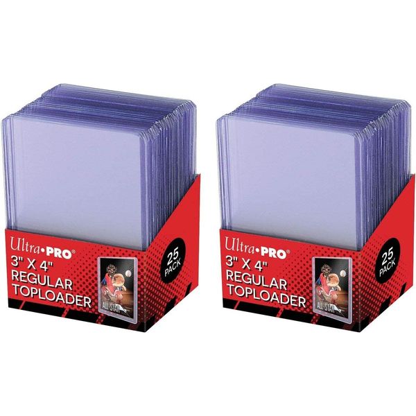 Ultra Pro Clear Regular Toploader 3" x 4" 25-Count per Pack (2-Packs)