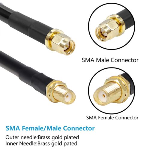 TOPGOOSE 1ft SMA Male to SMA Female Cable 2PCS, S-MR195 Pure Copper Low Loss Extension Coaxial - Antenna Lead Extender for 4G LTE, 5G Modems Routers, Ham Radio, ADS-B, GPS (50 Ohm Not for TV)
