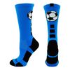 MadSportsStuff Soccer Ball Crew Socks (Electric Blue/Black, Medium)