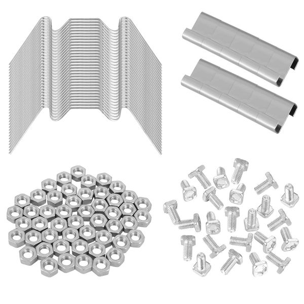 AUXSOUL 200 Pcs Greenhouse Glass Clips 100 Stainless Steel Glazing Clips W and Z Wire Clips 100 Nuts and Bolts Pane Fixing Clips Parts Garden Supplies