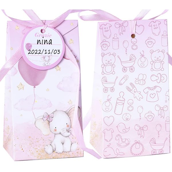 50 Boxes for Christening, Birth, Birthday, Confectionery Boxes + 50 Gift Tags, Party Decoration