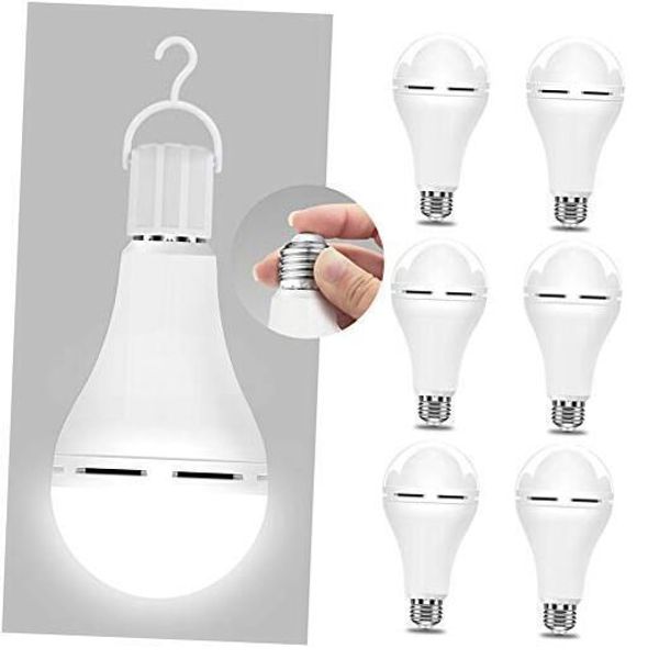 Emergency-Rechargeable-Light-Bulb, Stay Lights Up When 6 Count (Pack of 1)