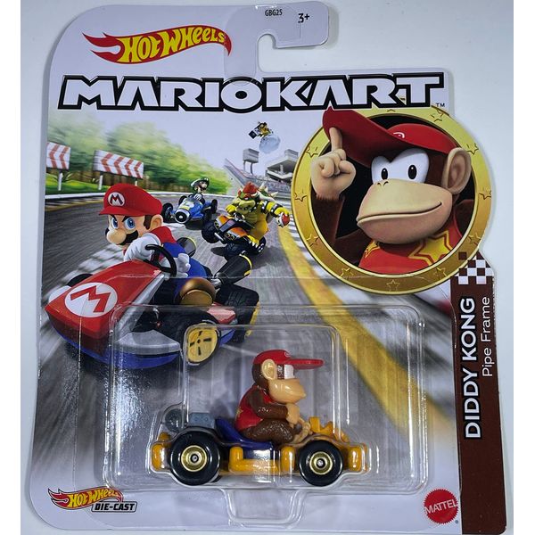 Hot Wheels - Mario Kart - Diddy Kong - Pipe Frame - 2023 - Mint/NrMint Ships Bubble Wrapped in a Box