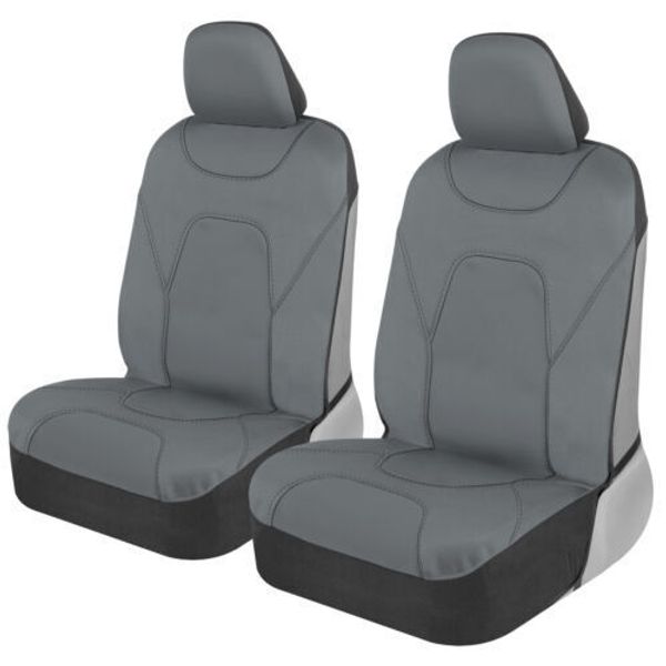 Solid Gray Waterproof Car Seat Covers for Auto Truck Van SUV Front Universal