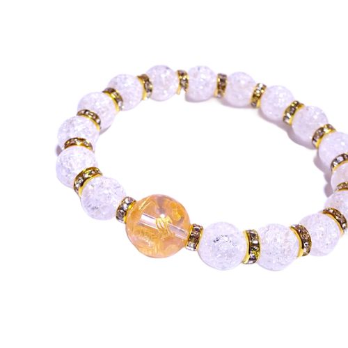 Kanoishi [Dragon God Bracelet for Good Luck and Rising Money Fortune!] Gold Dragon Crystal Crack Crystal, Men's, Women's, Natural Stone, 0.6 inch (14 mm), 0.4 inches (10 mm) (For Purification, Cracked