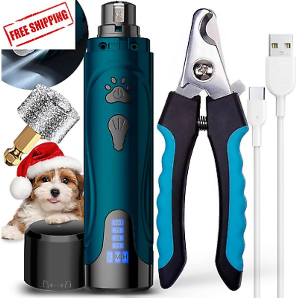 Dog Nail Grinder, Dog Nail Trimmers and Clippers Kit, Super Quiet Electri