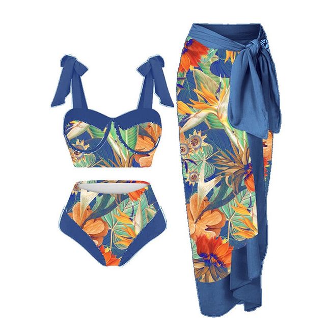 Womens Swimsuits Summer Print Split Fashion Beachwear Bikini Swimsuit 