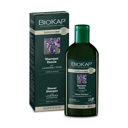 BIOKAP BIO BELLEZZA 2-in-1 Shampoo & Shower Gel 200 ml | with Thyme - Lavender - Rice Proteins - Wheat Proteins - Organic Cornflower Water - Vegan - No Silicone - No Parabens