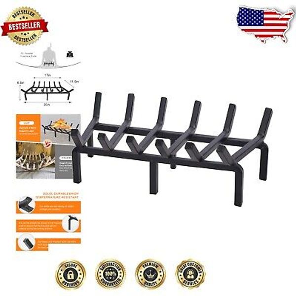 20-Inch Heavy Duty Solid Steel Fireplace Grate & Wood Log Holder for Fire Pit