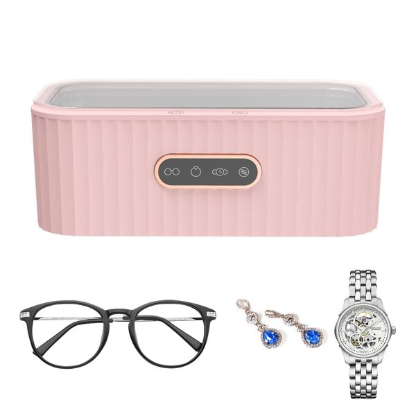 Ultrasonic Cleaner Machine 400ML, Sonic Jewellery Eyeglasses Cleaning Machine with 4 Cleaning Modes, Small Household Ultrasonic Cleaner for Necklace Ring Earring Jewelry Watches Eyeglasses Coin