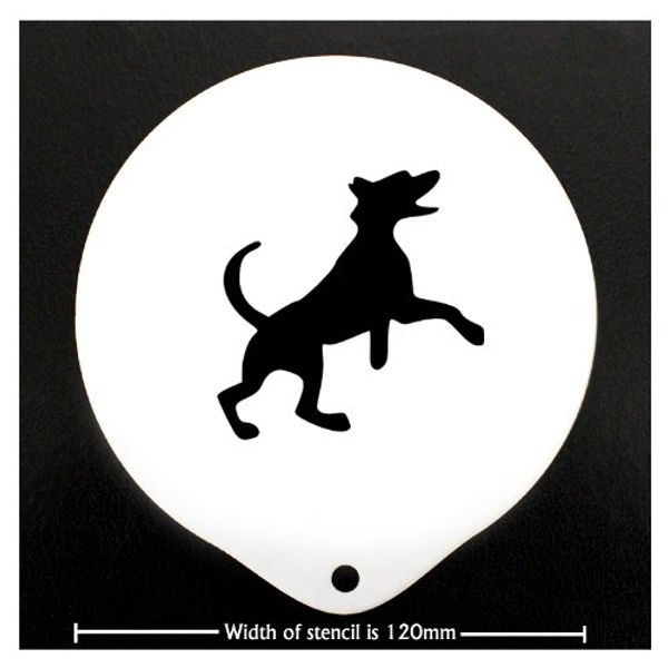 Dog v2 Coffee Stencil Duster. Cappuccino template