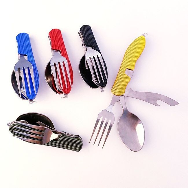 Portable Folding Tableware Set Stainless Steel Spoon and Fork for