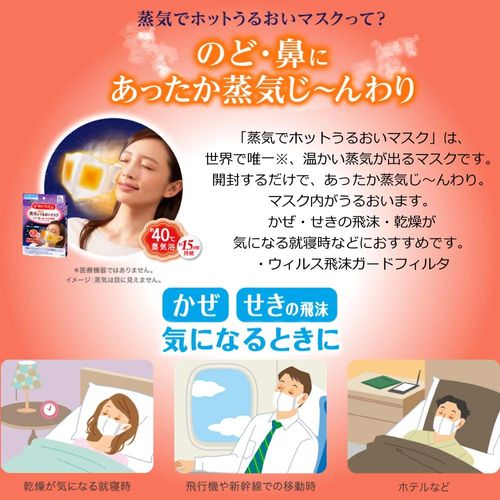 Kao Megrhythm Steam Hot Moisturizing Mask, Unscented, 3 Pieces, Breathable Mask for Easy Breathing, Virus Splash Guard Filter