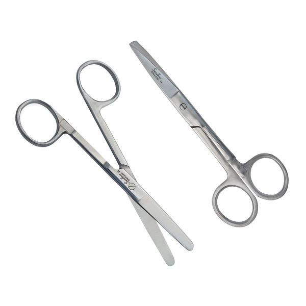 Quality Nursing Blunt/Sharp Dressing Scissors with Pocket Clip Brushed Stainless Steel S132 Autoclavable Code: (S132+S133)