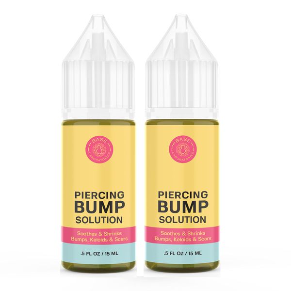 Base Labs 2-Pack Keloid Bump Removal & Piercing Bump Treatment Shrinking Drops | Bump Free Piercing Aftercare | Piercing Cleaner & Keloid Scar Removal | for Piercing Bumps and Keloids 1 oz / 30ml