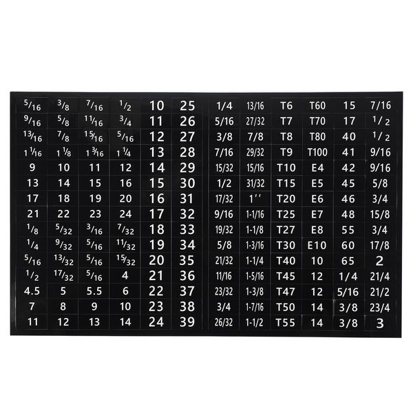 PATIKIL Tool Box Labels, 8 Sheets Toolbox Decals Wrench Socket Size Stickers for Socket Sets Tools Labeling Organization, Black (180 Stickers/Sheet)
