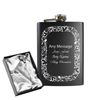 Engraved 8oz Black Hip Flask with Heart Border