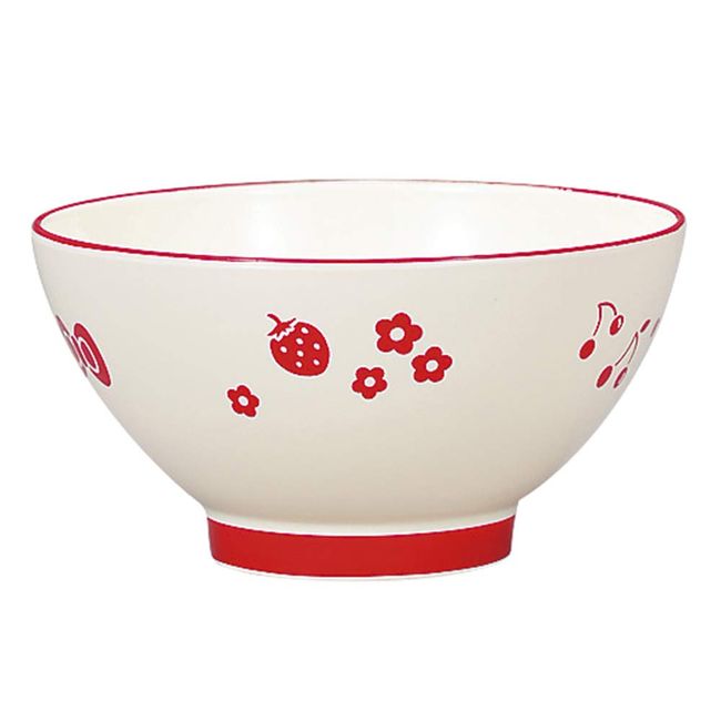 Miyamoto Sangyo Children's Rice Bowl, Red, 7.8 fl oz (220 ml), LABRII Children's Tea Bowl, Clean Coat