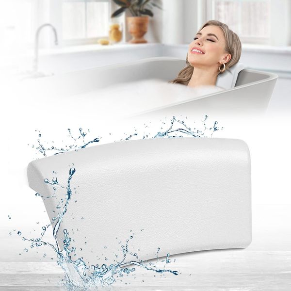 MELEJIA Bath Pillow, Bath Pillow, Softer, Suction Cup Included, Bathtub Goods, Bath Pillow, Bathtub Cushion, Waterproof, Anti-Slip, Mildew-free, Bath Pillow, Bath Goods