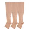 Open toe Toeless Compression Socks 3 Pairs for Women Men 15-20 mmHg Support Stockings Running Travel Pregnancy (L/XL, Nude)