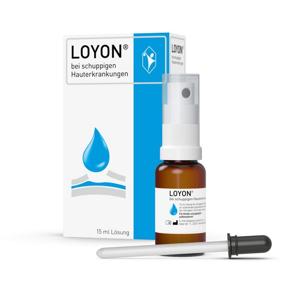 LOYON Schuppenlösung, 15ml – Hilfe bei Schuppenflechte, seborrhoischem Ekzem und Milchschorf & Kopfgneis, Abgestorbene Hautschuppen und Krusten werden bei verschiedenen Hauterkrankungen konsequent und schonend entfernt