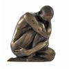 Bronzed Nude Male Posed Crouching Statue