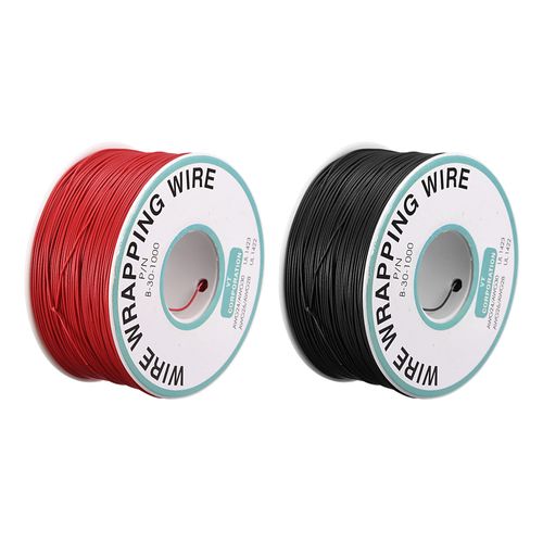 MECCANIXITY OK Wire Tin Plated Copper Cord Wire Wrapping 30 AWG 820ft Black and Red 1 Set