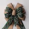 St. Patrick's Day Hexagon Shamrock, Beige Linen, Wreath Bow
