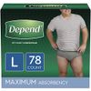 Depend FIT-FLEX Incontinence Underwear for Men, Maximum Absorbency, Disposable, L, 78 Ct