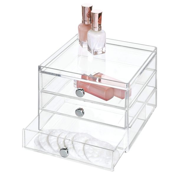 InterDesign Clarity Stacking 3 Slim Drawer, Clear