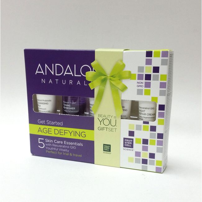 Andalou Naturals Get Started Age Defying Skin Care Essentials 5 Piece Kit Purple