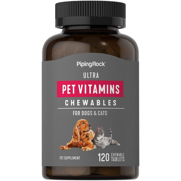 Ultra Pet Vitamins for Dogs & Cats | 120 Chewable Tablets | By Piping Rock