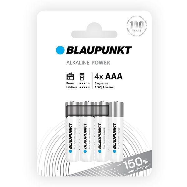 BLAUPUNKT AAA alkaline batteries, pack of 4, best for wall clocks, TV remote controls, LR03BPO/4CP