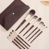 MSQ Makeup Brushes, Set of 10, Makeup Pouch Included, Premium Fiber Hair, Super Soft, Popular, Makeup Brush, Multi-functional, Makeup Set, Foundation Brush, Eyeshadow Brush, Daily Makeup, Easy to Carry (Brown)