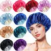 10 Pcs Satin Silk Bonnet for Sleeping Hair Bonnets for Women Curly Natural Hair Double Layer Reversible Adjustable Large Sleeping Caps for Hair Protection, 10 Colors