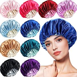 Large Satin bonnet for Curly Hair, Double Layer Reversible Silk Hair Sleep  Cap