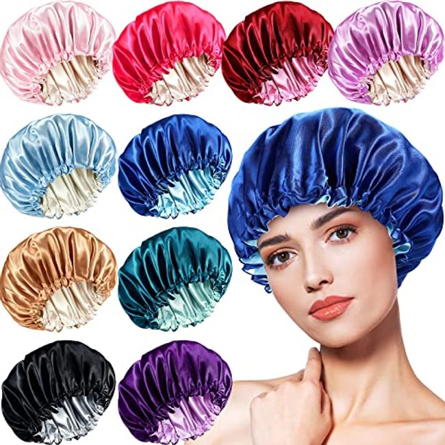 Satin Bonnet Silk Sleep Cap - Extra Large Bonnets for Curly Hair, Braids,  Big Hair, Reversible Hair Bonnet for Sleeping, Adjustable Silk Sleep Bonnets  for Women (Two Reversible Layers) 