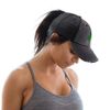 Speedy Pros Womens Ponytail Cap Shamrock Irish Embroidery Cotton Messy Bun Distressed Trucker Hats Strap Closure Black Design Only