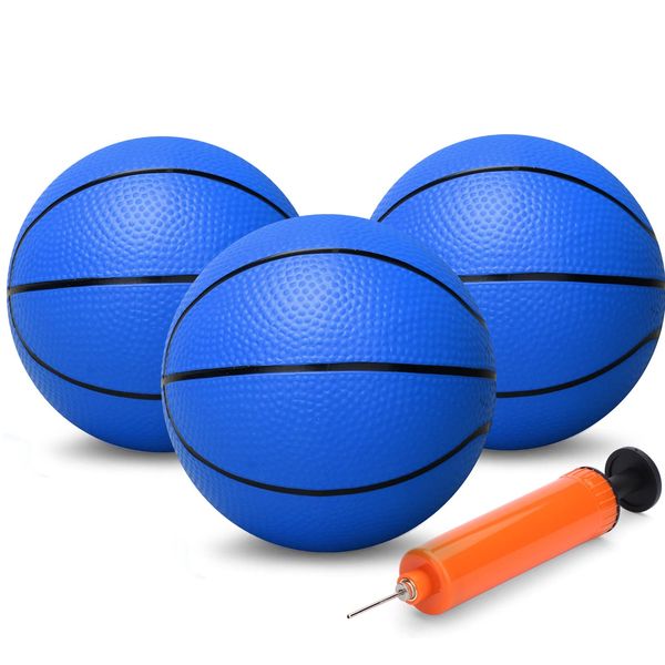 Gamtec 6 Inch Mini Basketballs for Toddlers Kids Teenagers, 3 Pack 6" Basketball Set with Pump Durable PVC Basketballs for Mini Over Door Hoop Pool Beach Balls for Swimming Pool, Indoors, Outdoors