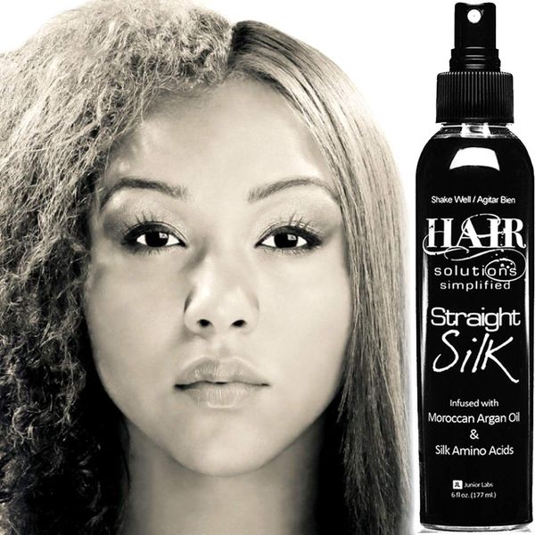 Straight Silk Spray with Moroccan Argan Oil | Hair Straightening Protector & Detangler | Alcohol-Free | Heat Protectant up to 450°F | Flat-Iron | Blow-Dry | Unscented | Hair Spray | MADE IN USA (6oz)