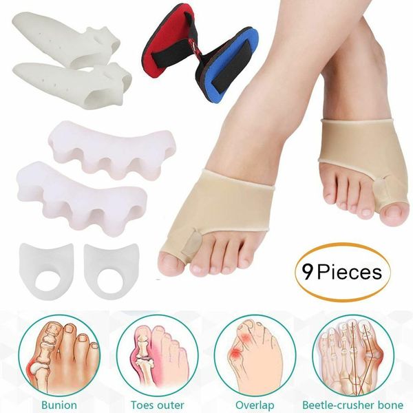 9Pcs Bunion Corrector Protector Sleeves Kit Toe Separator Spacer Pain Relief US