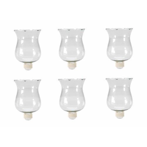 6 Large Clear Glass Votive Candle Holder Cups With Rubber Covered Peg Bottoms