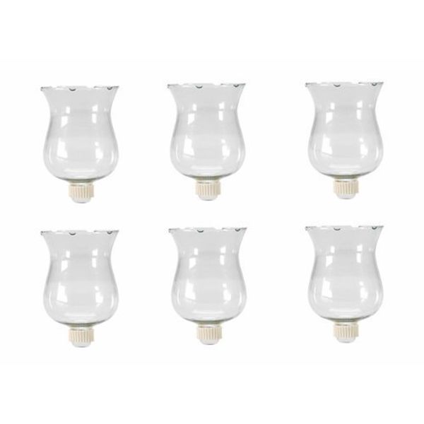 6 Large Clear Glass Votive Candle Holder Cups With Rubber Covered Peg Bottoms