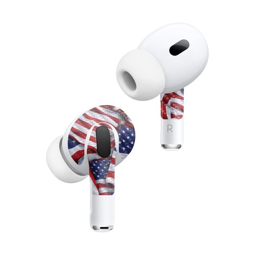 MightySkins Carbon Fiber (2 Pack) Skins Compatible with Apple AirPods Pro 2 - Patriot | Protective, Durable Textured Carbon Fiber Finish | Easy to Apply, Remove, and Change Styles | Made in The USA