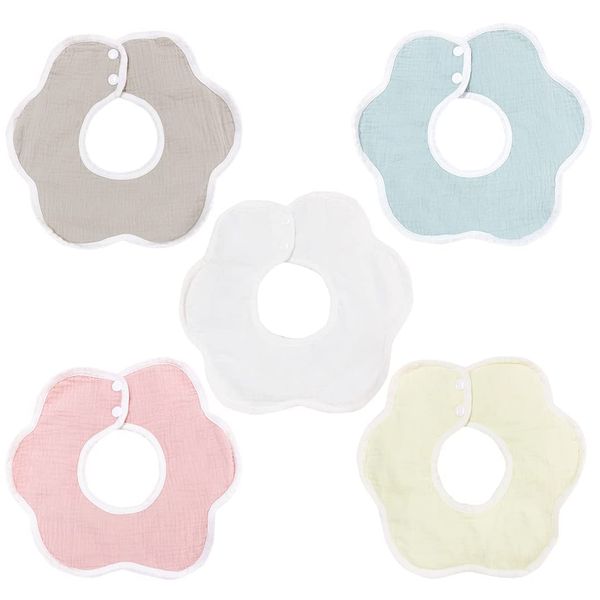 MOMSMENU Baby Bib Bib Soft Baby Bib for Boys and Girls, Petal Shape, 360° Rotation, Set of 5