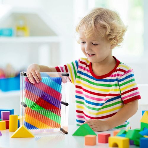 ZZF-LYA 3D Pin Art Toy - Unique Plastic Colorful Pin Art Board for Kids, 3.7 * 5''Desk Board Game Inspire Imagination 3D Pin Impression Sculpture Needle Toys for Children