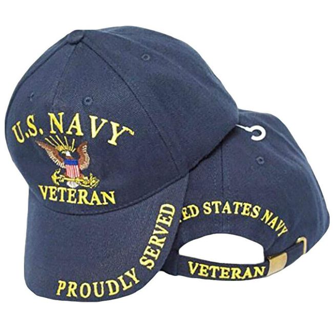 United States Navy Veteran Proudly Served Blue Hat Cap USN