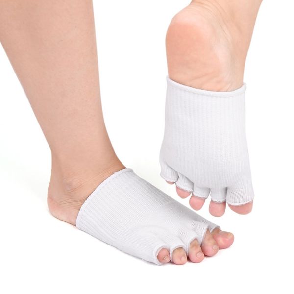 Uxcell Silicone Gel Socks Socks Open Toe Moisturizing Dry Skin Comfortable Protective White Pair Padded