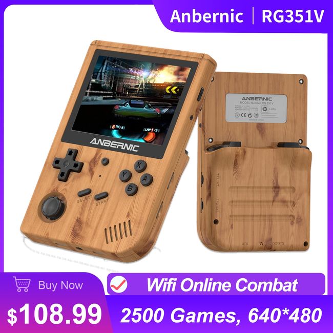 RG351V Handheld Game Console , Open Source System Built-in WiFi Online  Sparring 64G TF Card 2500 Classic Games , 3.5inch IPS Screen Retro Game  Console