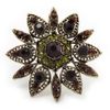 Avalaya Large Burn Gold Multicoloured Flower Cocktail Ring - 5cm Diameter (Size 8/9)